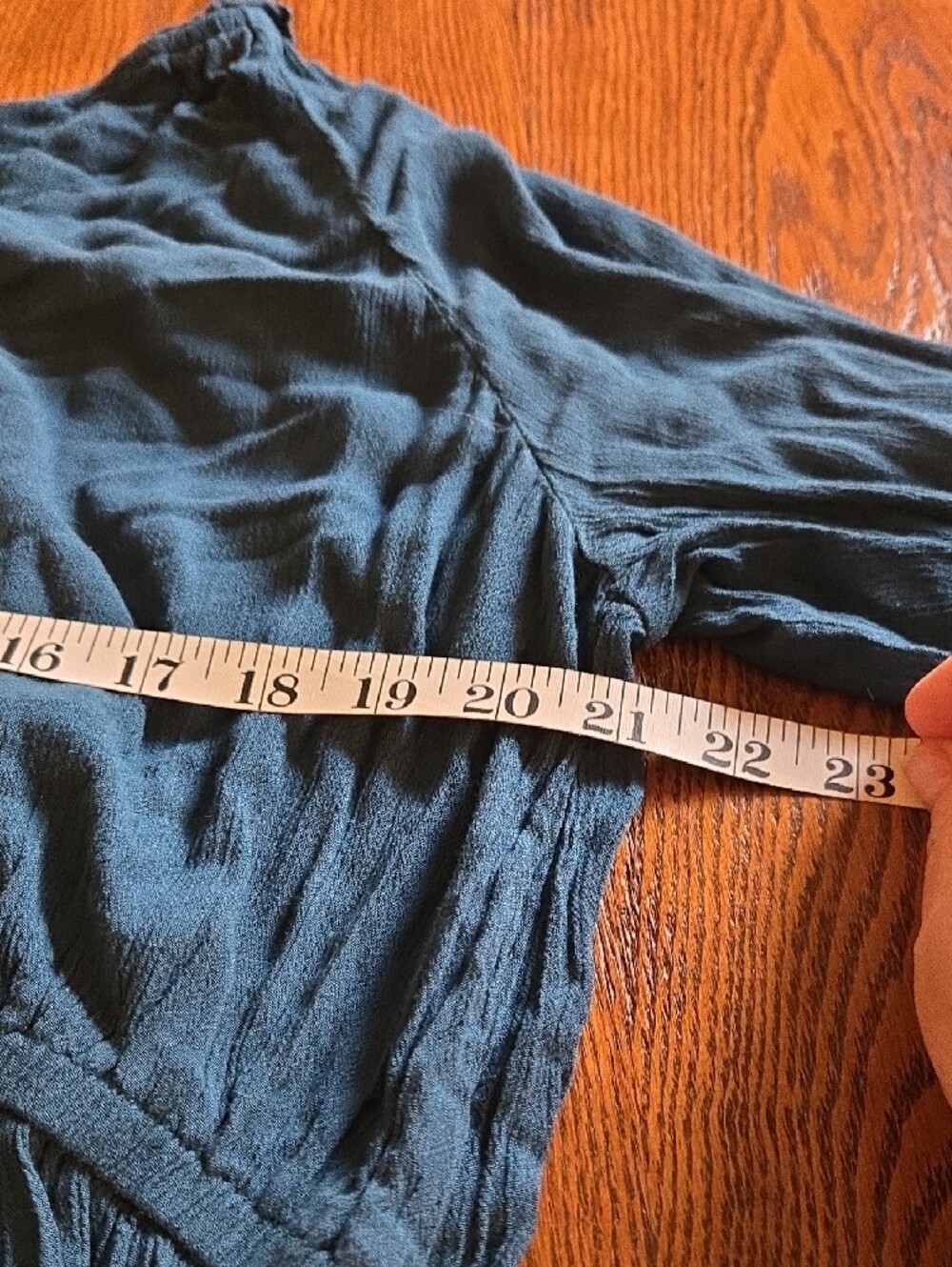 Knox Rose Deep Teal Boho V-Neck Long Sleeve Dress Drapey Flowy - Picture 7 of 8